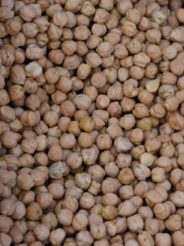 fresh chickpeas in the market